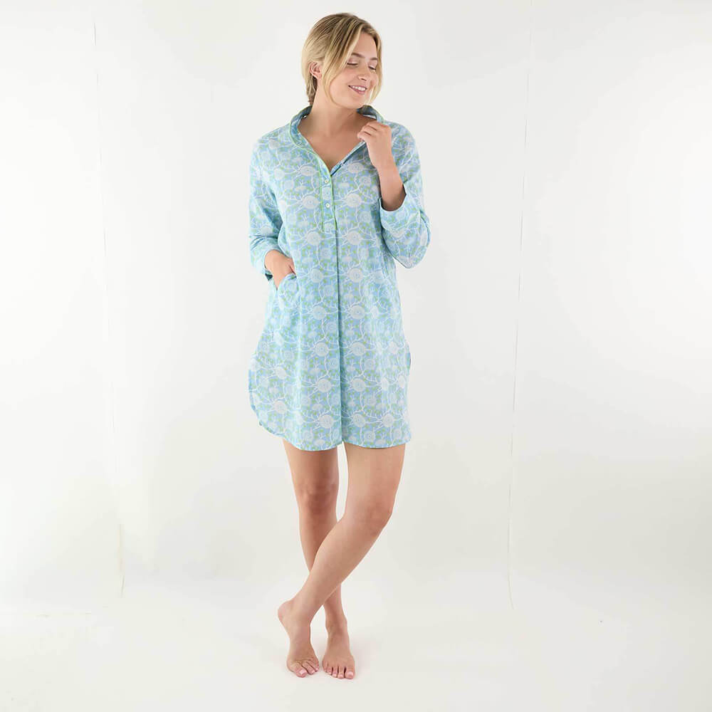 Picture of Camellia Blue Cotton Night Shirt