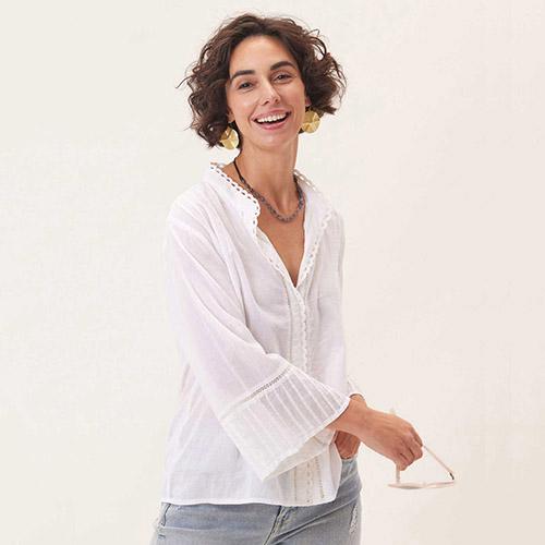 Picture of Easy Lightweight White Cotton Blouse