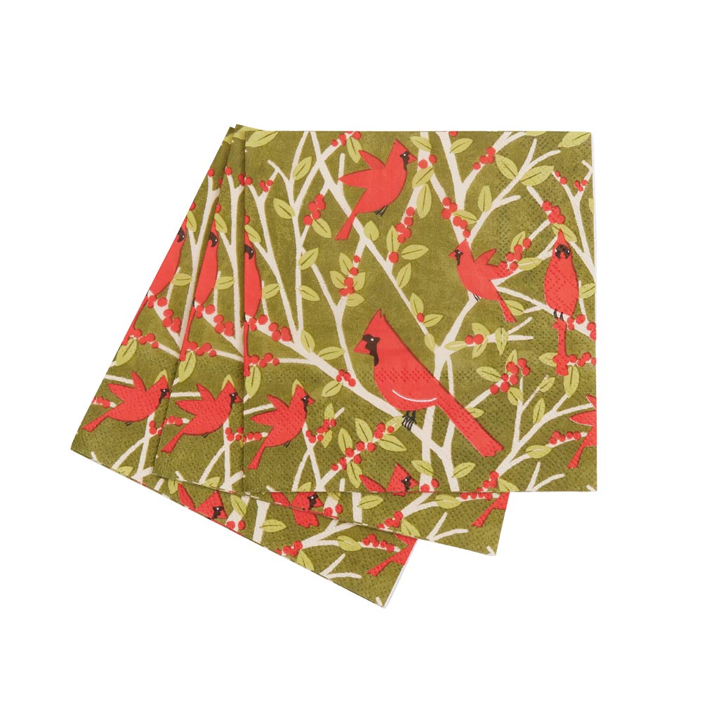 Picture of Red Cardinals Paper Cocktail Napkins (Pack of 25)
