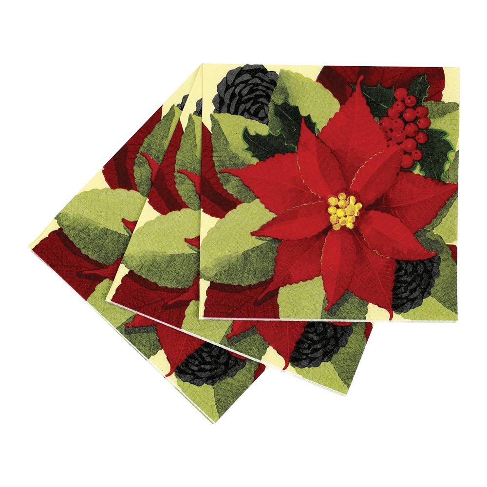 Picture of Poinsettia Paper Cocktail Napkins (Pack of 25)
