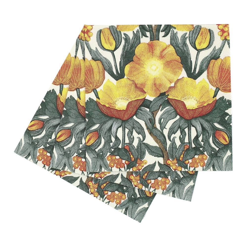 Picture of Icelandic Poppies Gold Paper Cocktail Napkins (Pac