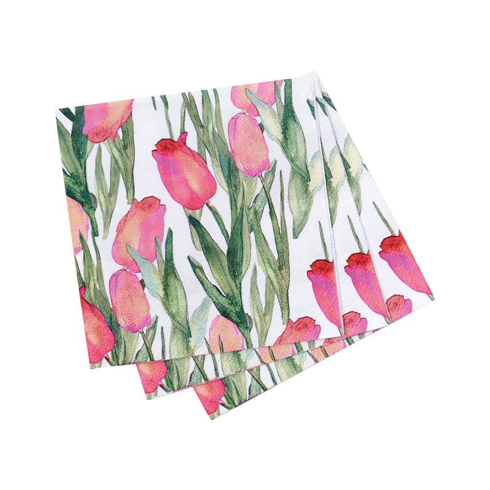 Picture of Pink Tulips Paper Cocktail Napkins (Pack of 25)