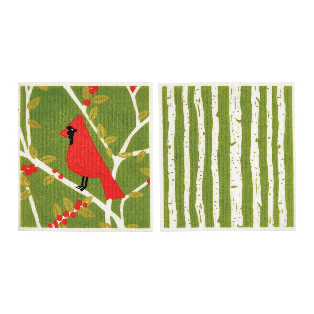 Picture of Red Cardinals blu Eco Sponge Cloths (Set of 2)