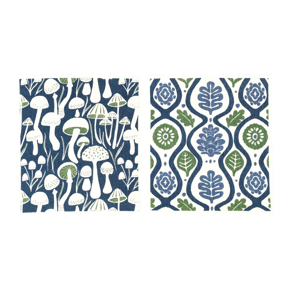 Picture of Mushrooms blu Eco Sponge Cloths (Set of 2)