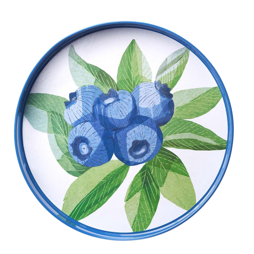 Picture of Blueberry Bunch Round Lacquer Serving Tray