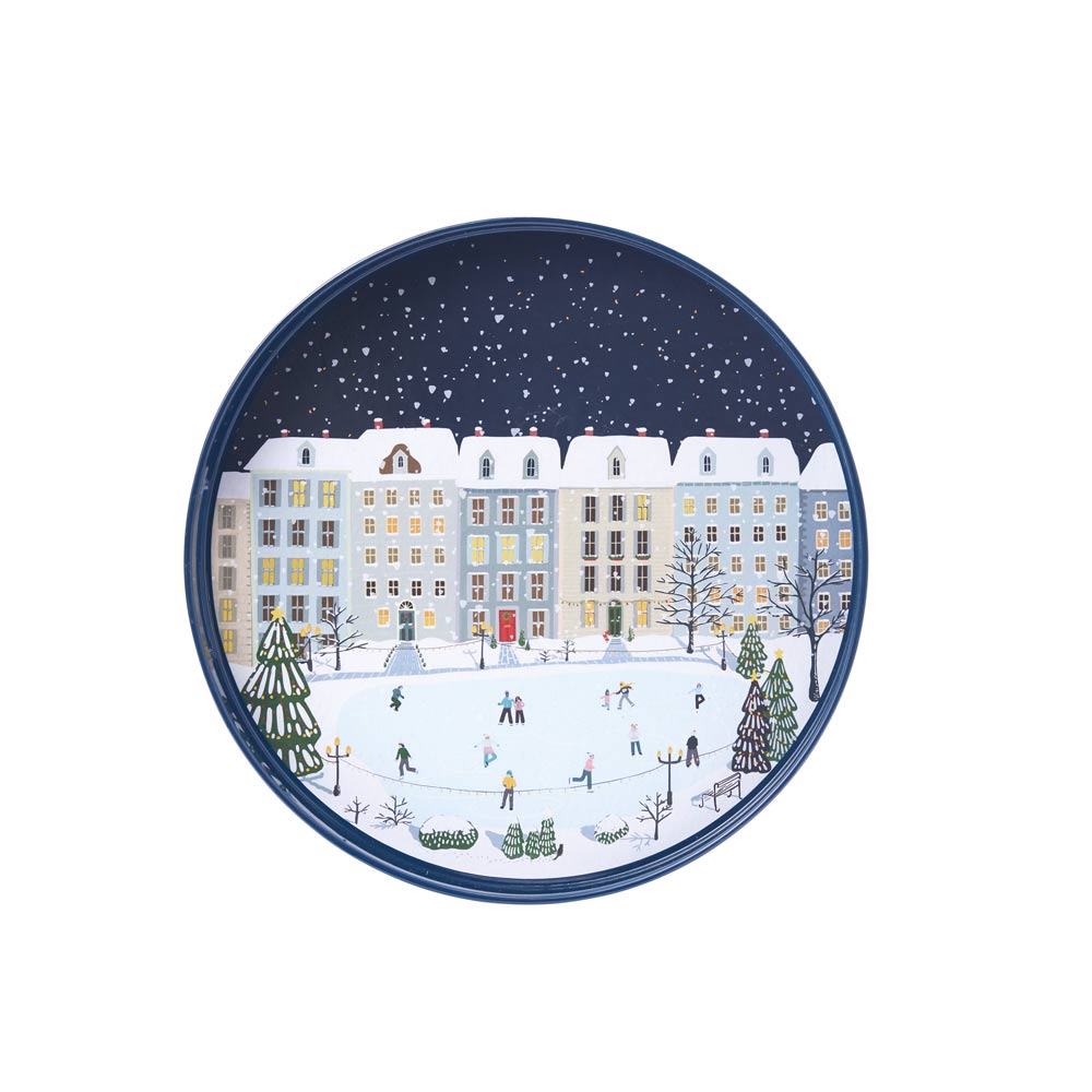 Picture of Holiday In the Park Round Lacquer Serving Tray