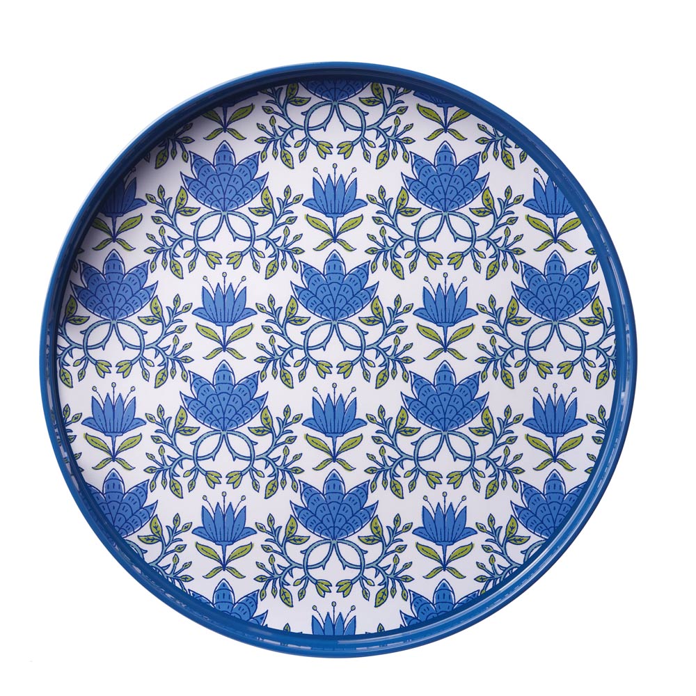 Picture of Tilly Blue  Round Lacquer Serving Tray