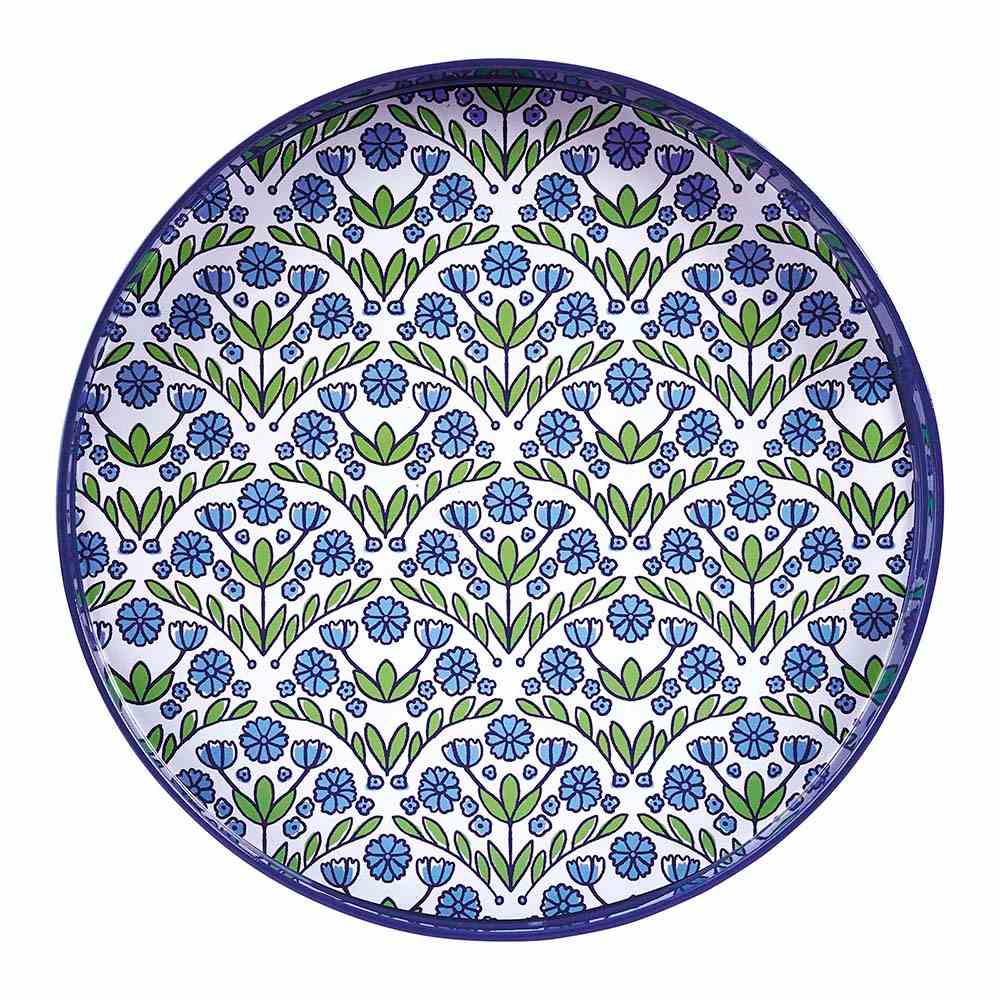 Picture of Blaire Blue  Round Lacquer Serving Tray