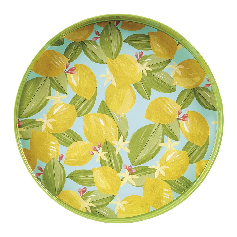 Picture of Lemon Blossoms  Round Lacquer Serving Tray