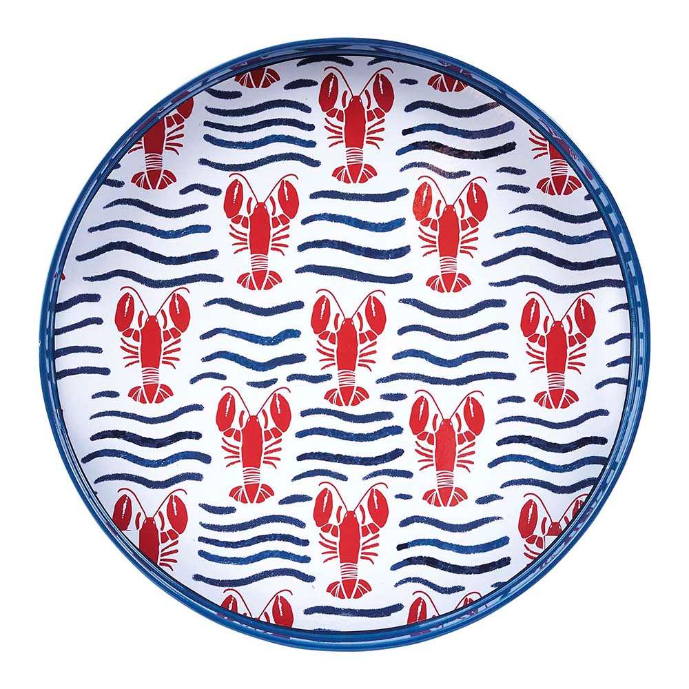 Picture of Lobster Waves  Round Lacquer Serving Tray
