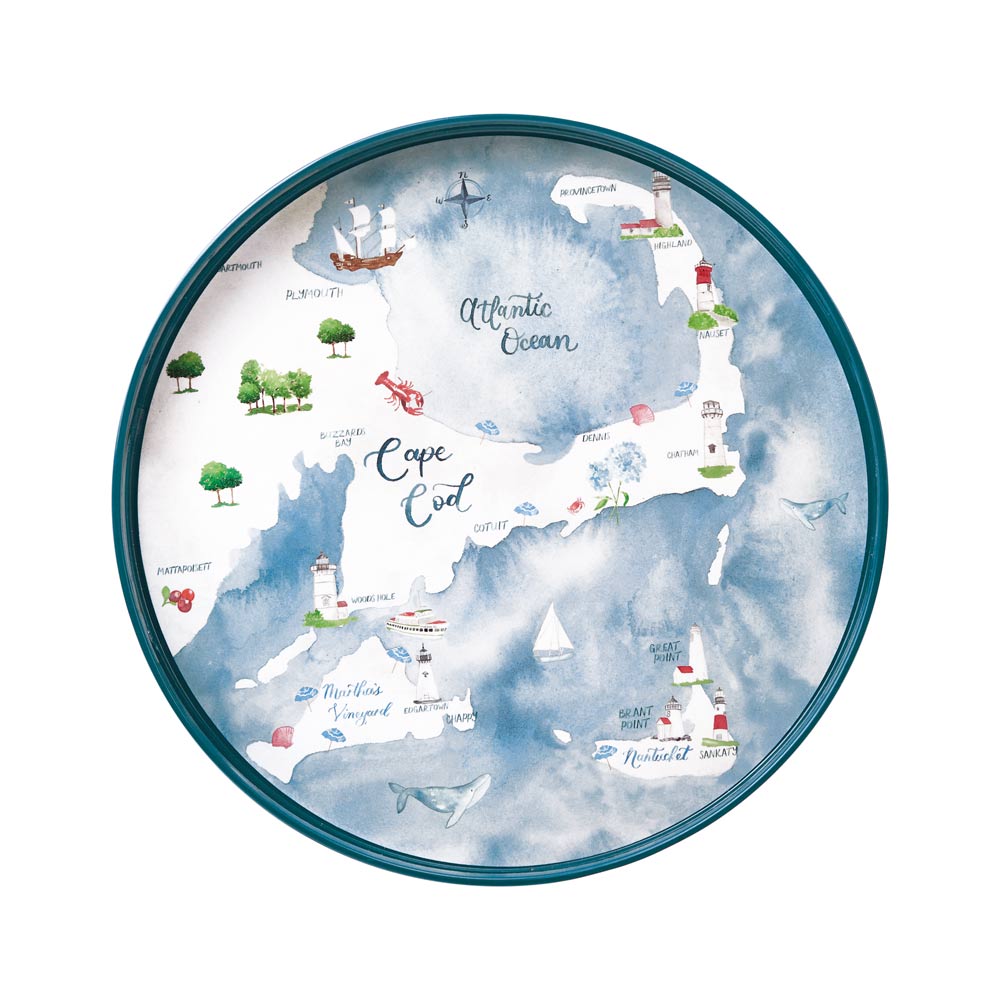 Picture of Cape And Islands Round Lacquer Serving Tray