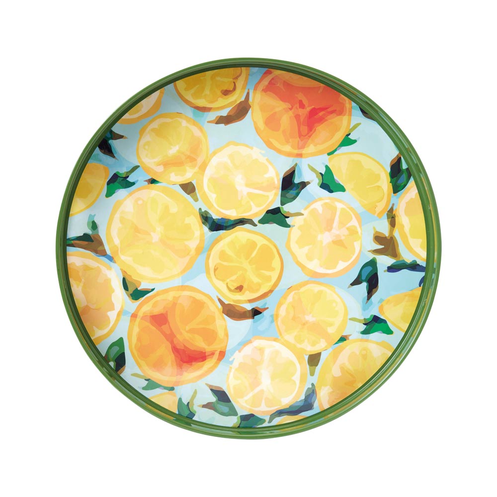Picture of Lemon Slices Round Lacquer Serving Tray
