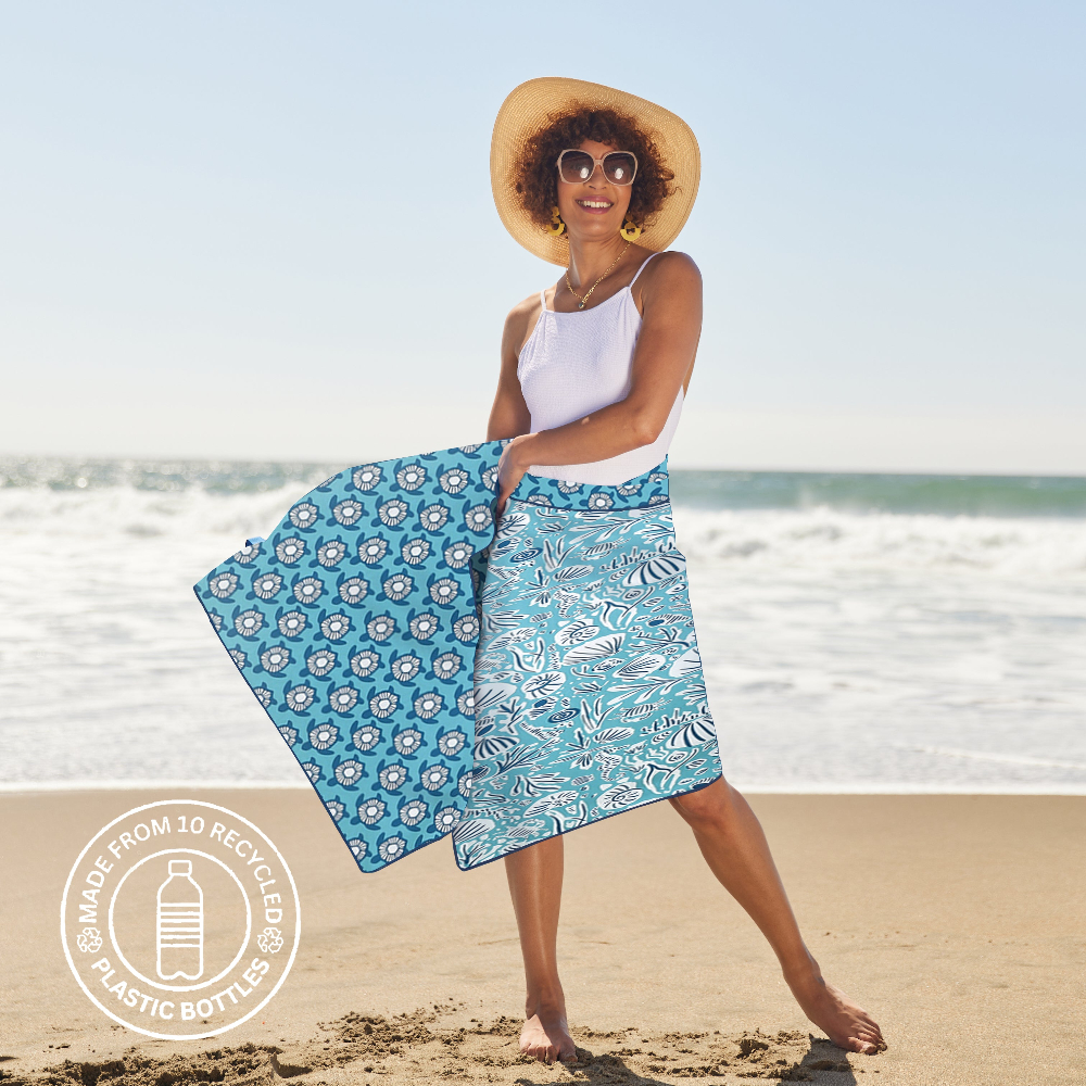 Picture of Turtles Aqua Reversible Eco Beach Towel