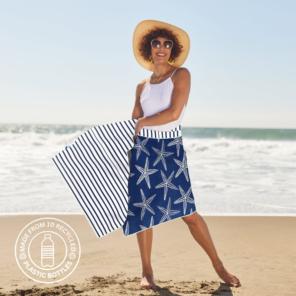 Picture of Starfish Navy Reversible Eco Beach Towel