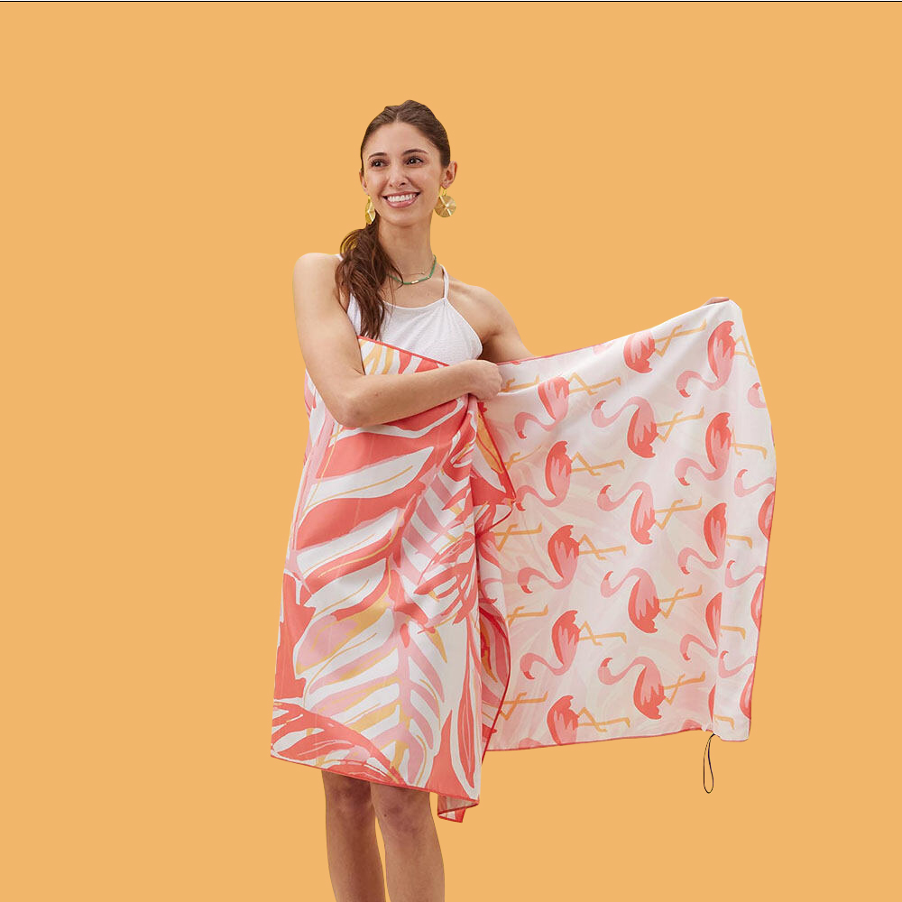 Picture of Flamingo Pink Reversible Eco Beach Towel