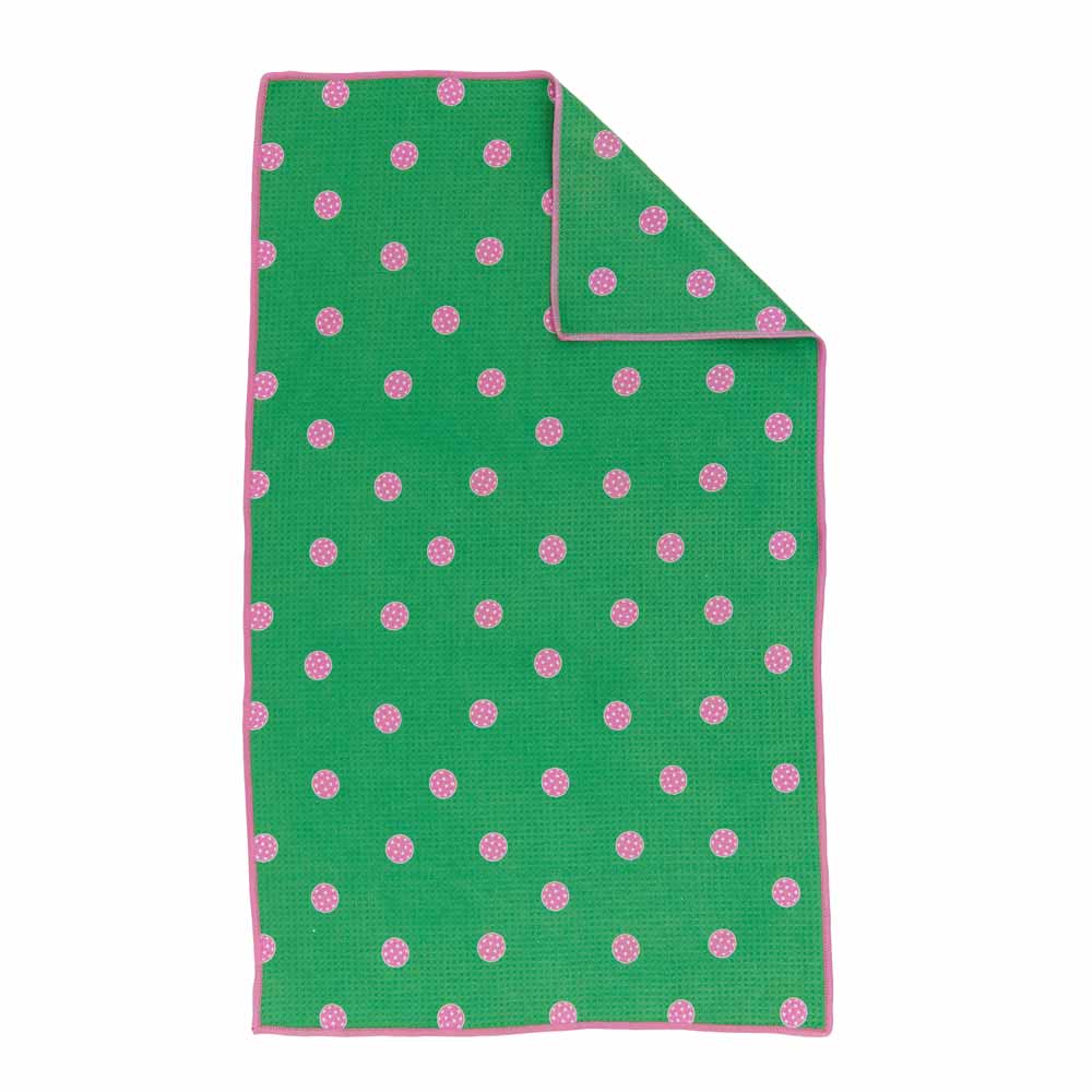 Picture of Pink and Green Polka Dots Eco Kitchen Tea Towel