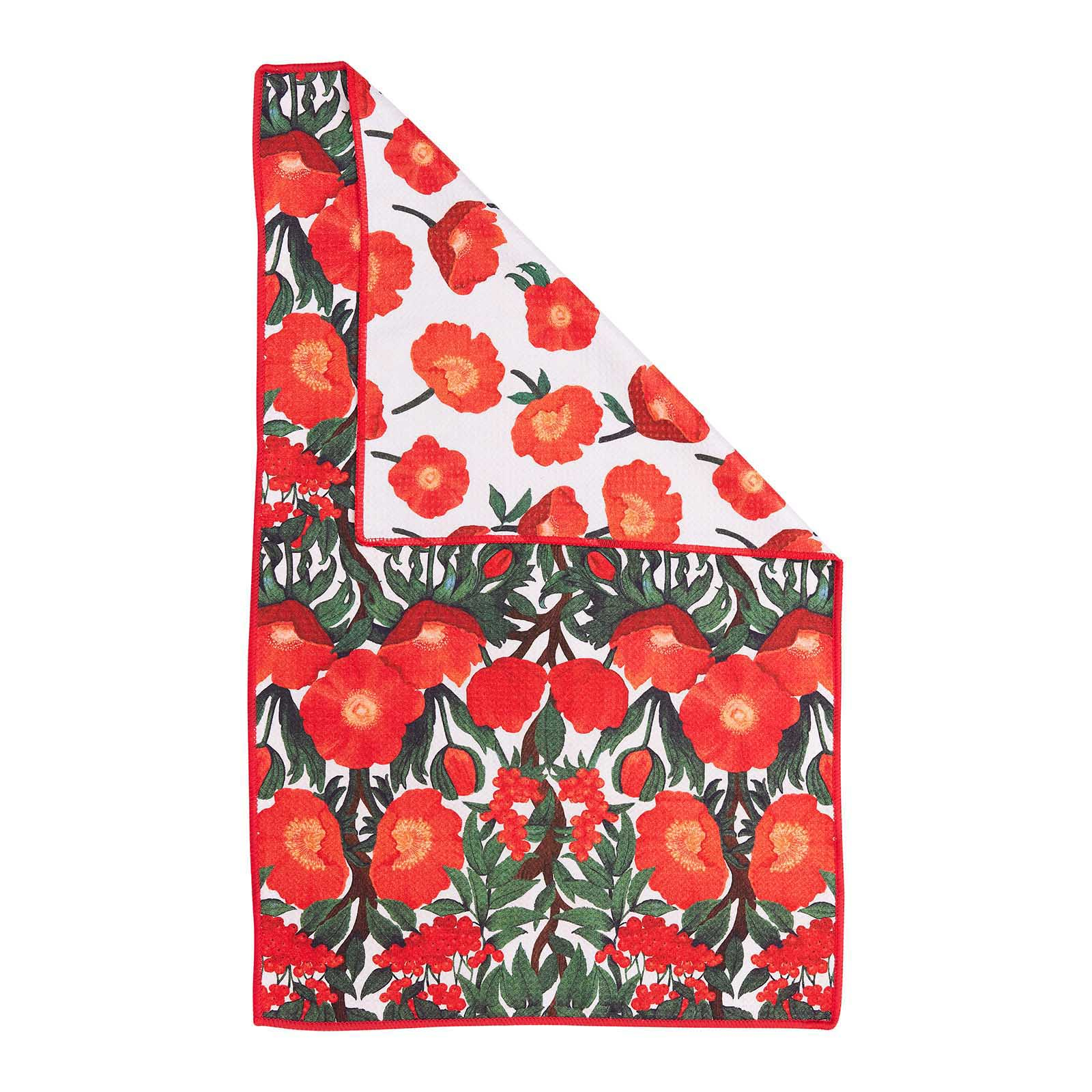 Picture of Icelandic Poppies Green Eco Kitchen Tea Towel