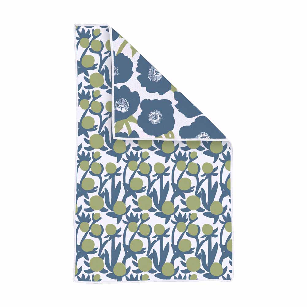 Picture of Soft Bloom Blue Green Eco Kitchen Tea Towel