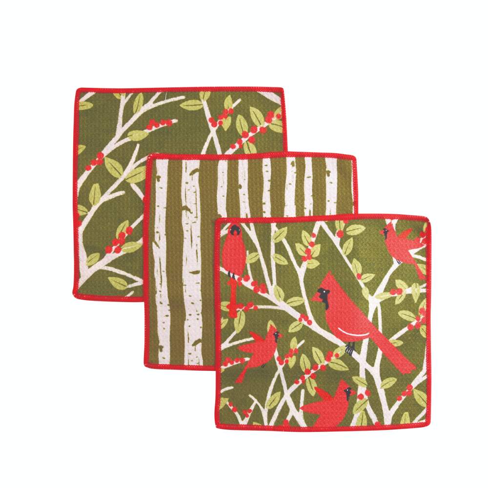 Picture of Red Cardinals Eco Dish Cloths (Set of 3)