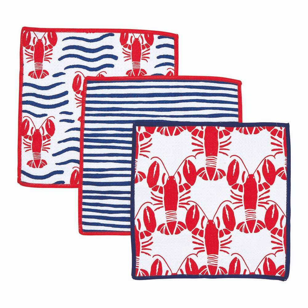 Picture of Lobster Waves Eco Dish Cloth (Set of 3)