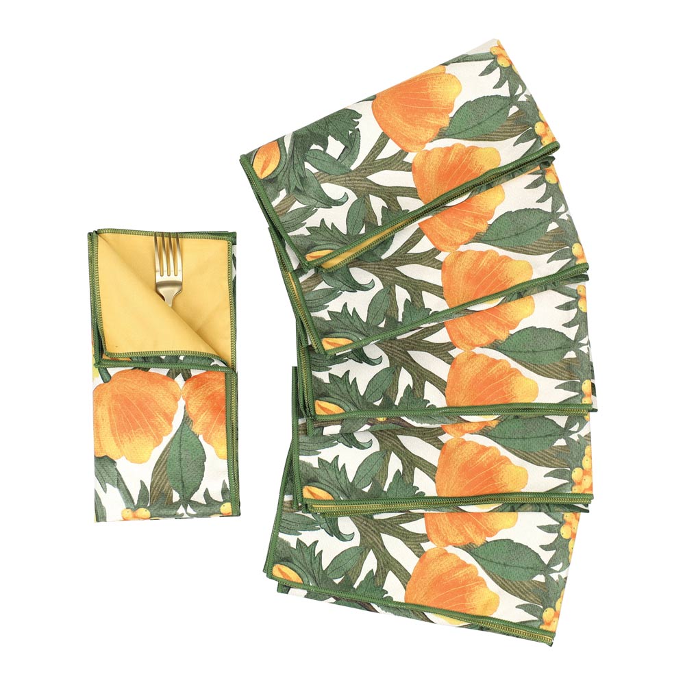 Picture of Icelandic Poppies Gold Eco Dinner Napkins (Set of 