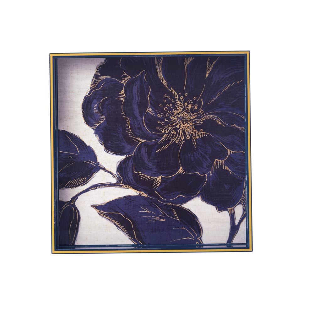 Picture of Indigo Garden Square Lacquer Serving Tray