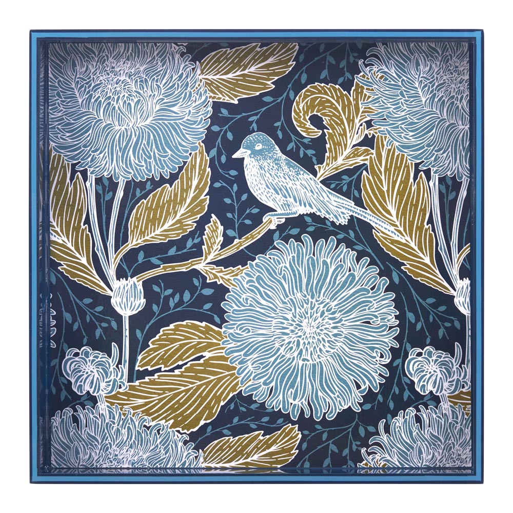 Picture of Chrysanthemum Bird Square Lacquer Serving Tray