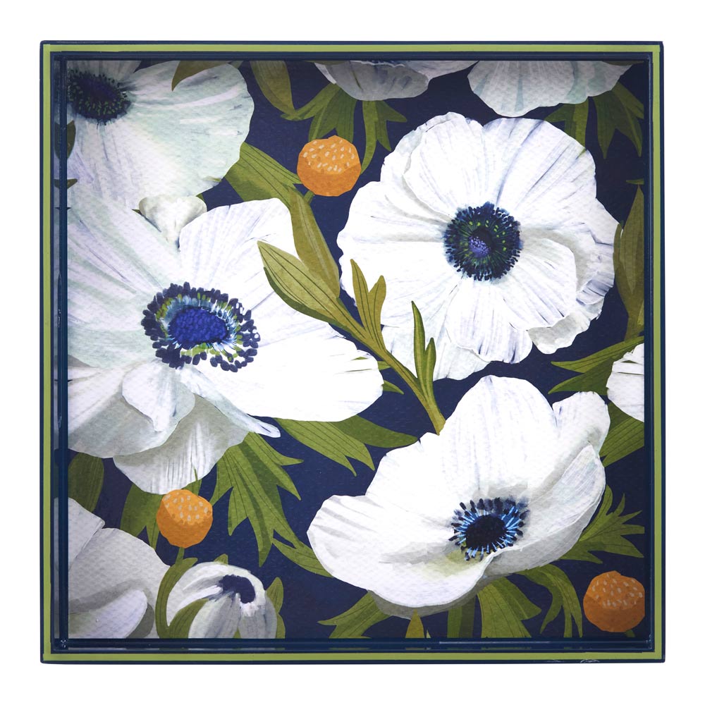 Picture of Anemone Poppy Square Lacquer Serving Tray
