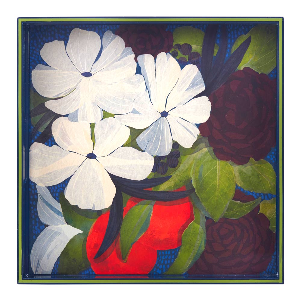 Picture of Flower Pine Square Lacquer Serving Tray