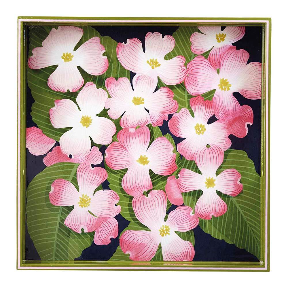 Picture of Pink Dogwood Square Lacquer Serving Tray