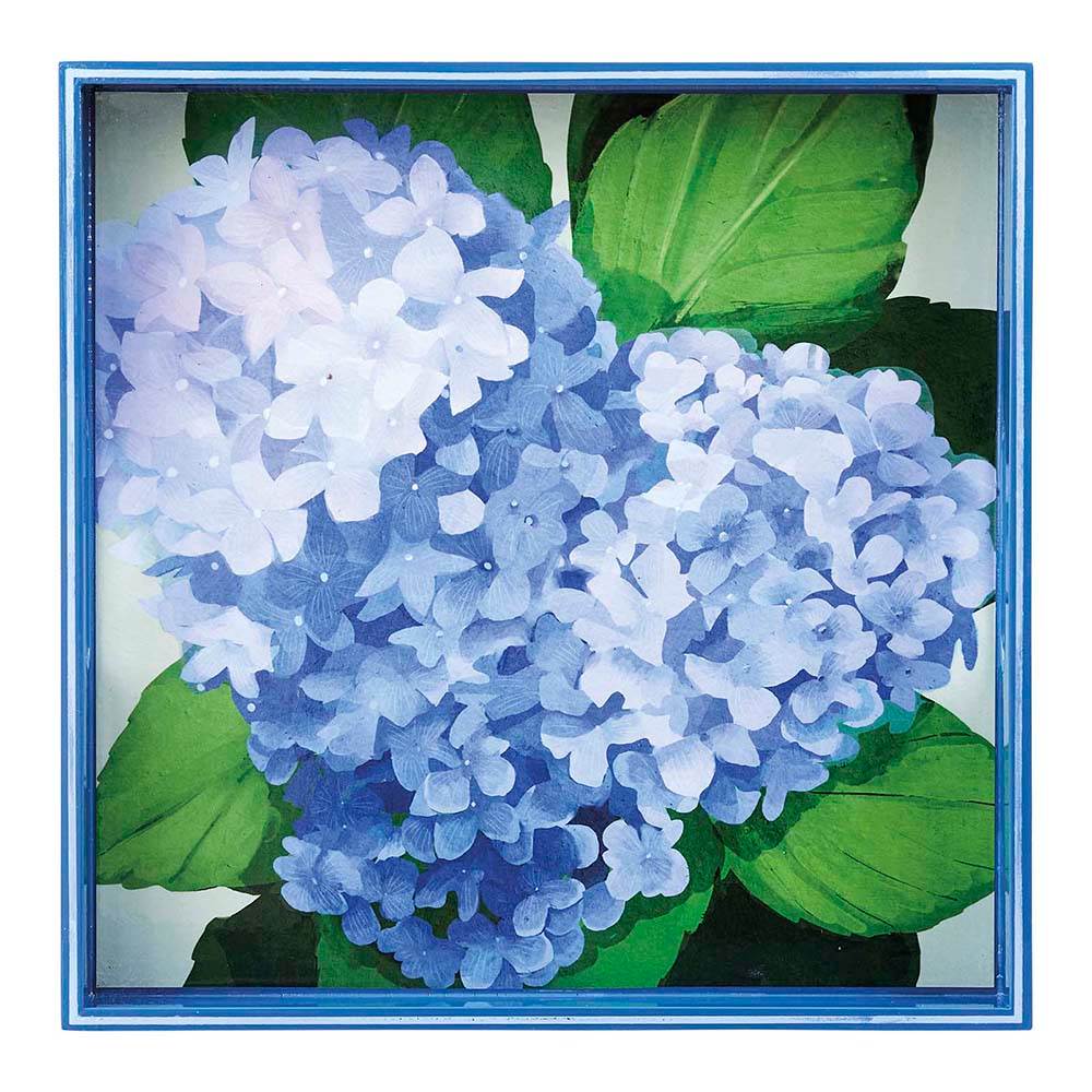 Picture of Blue Hydrangea Square Lacquer Serving Tray