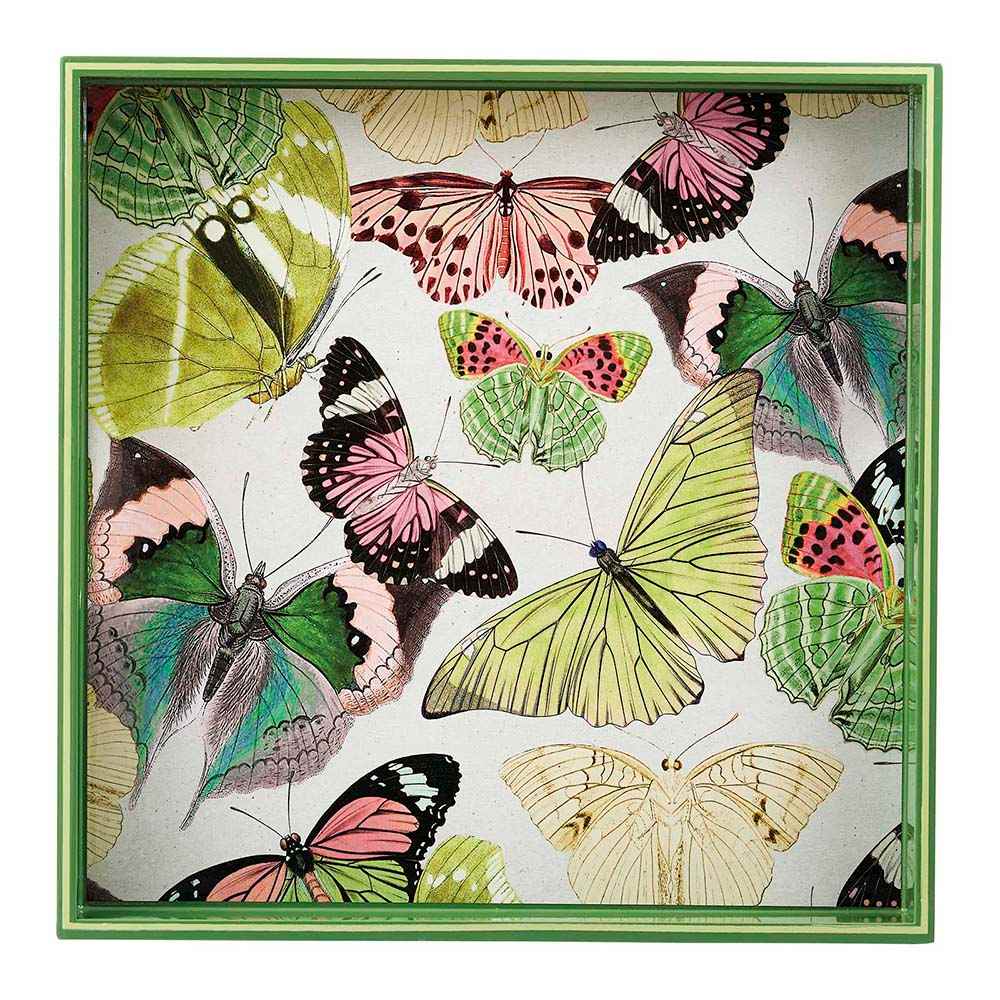 Picture of Butterflies Square Lacquer Serving Tray