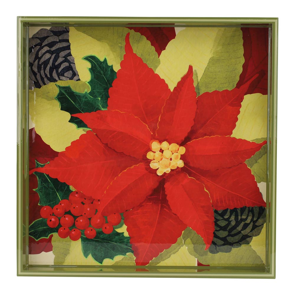 Picture of Poinsettia Square Lacquer Serving Tray