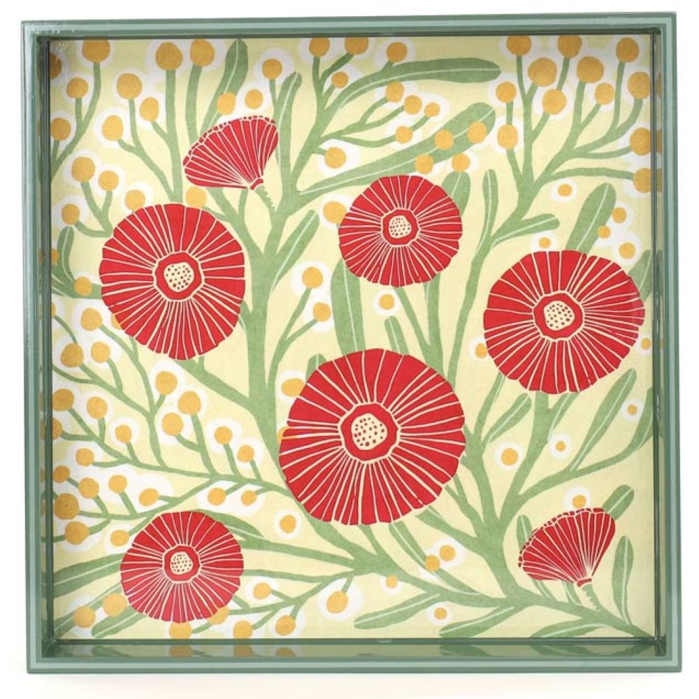 Picture of Camellia Bouquet Square Lacquer Serving Tray