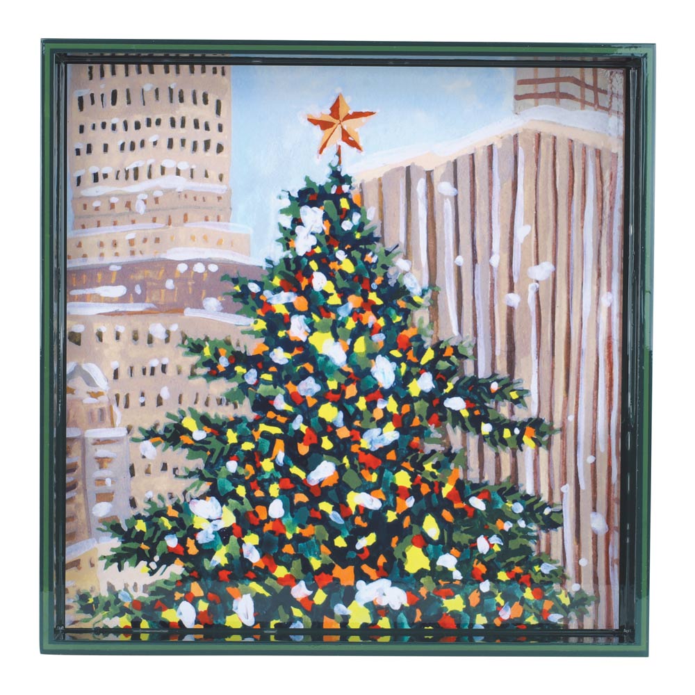 Picture of Cityscape Yuletide Square Lacquer Serving Tray