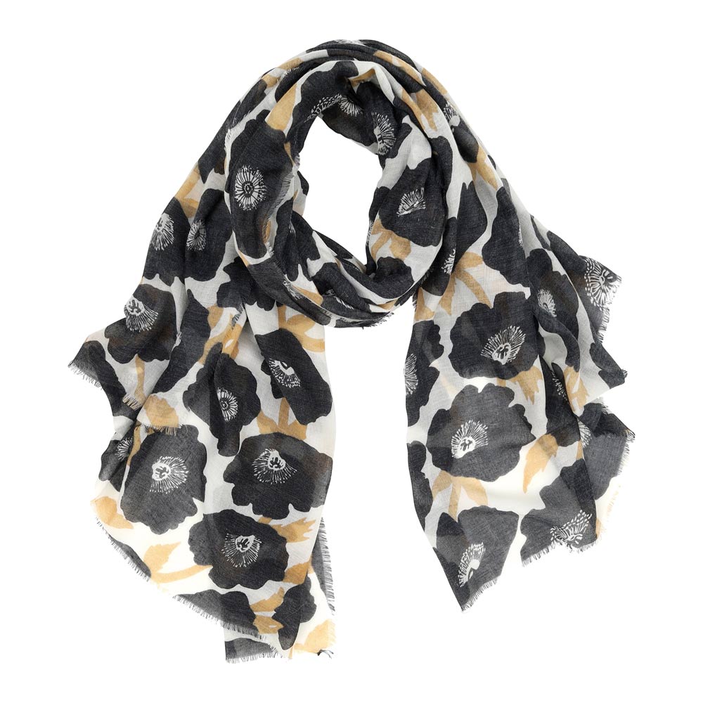 Picture of Poppies Black Featherweight Scarf