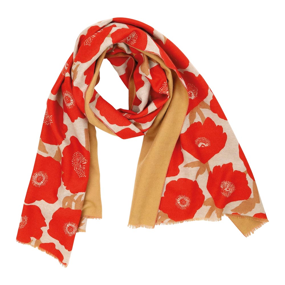 Picture of Poppies Red Reversible Wrap Scarf