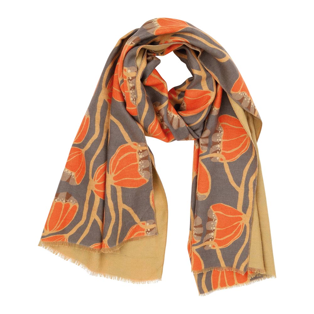 Picture of Modern Tulip Orange Reversible Wrap Scarf