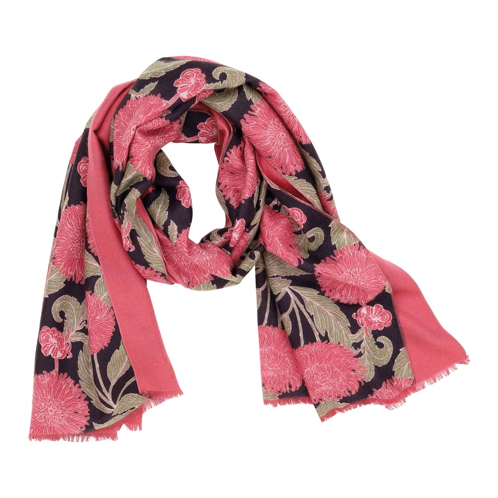 Picture of Chrysanthemum Flower Pink Reversible Wrap Scarf