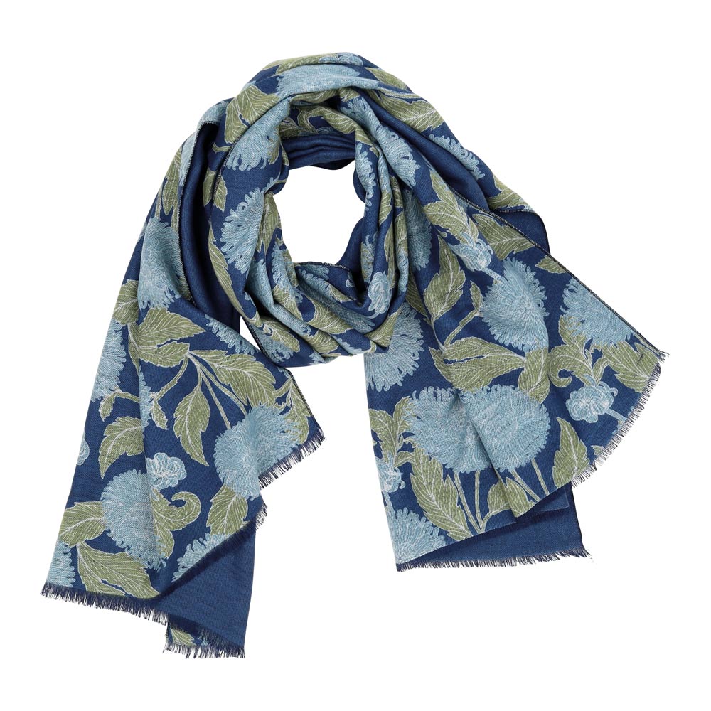 Picture of Chrysanthemum Flower Blue Reversible Wrap