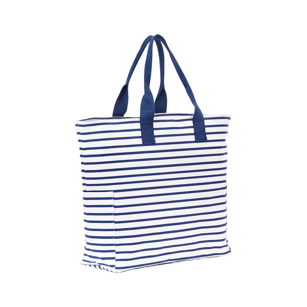 Picture of Bateau Stripe Navy Canvas Carryall Tote Bag