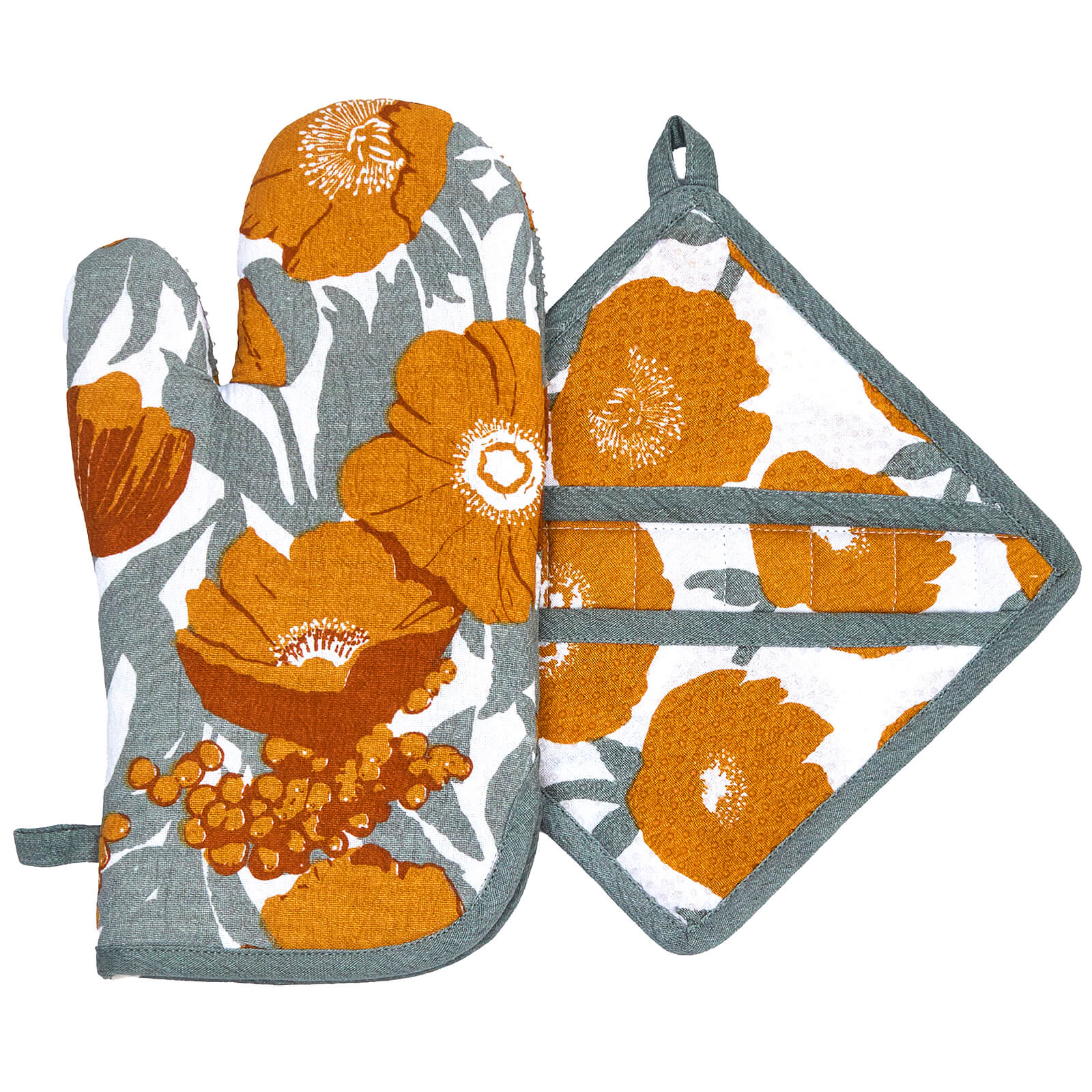Picture of Icelandic Poppies Gold Oven Mitt Pot Holder (set o