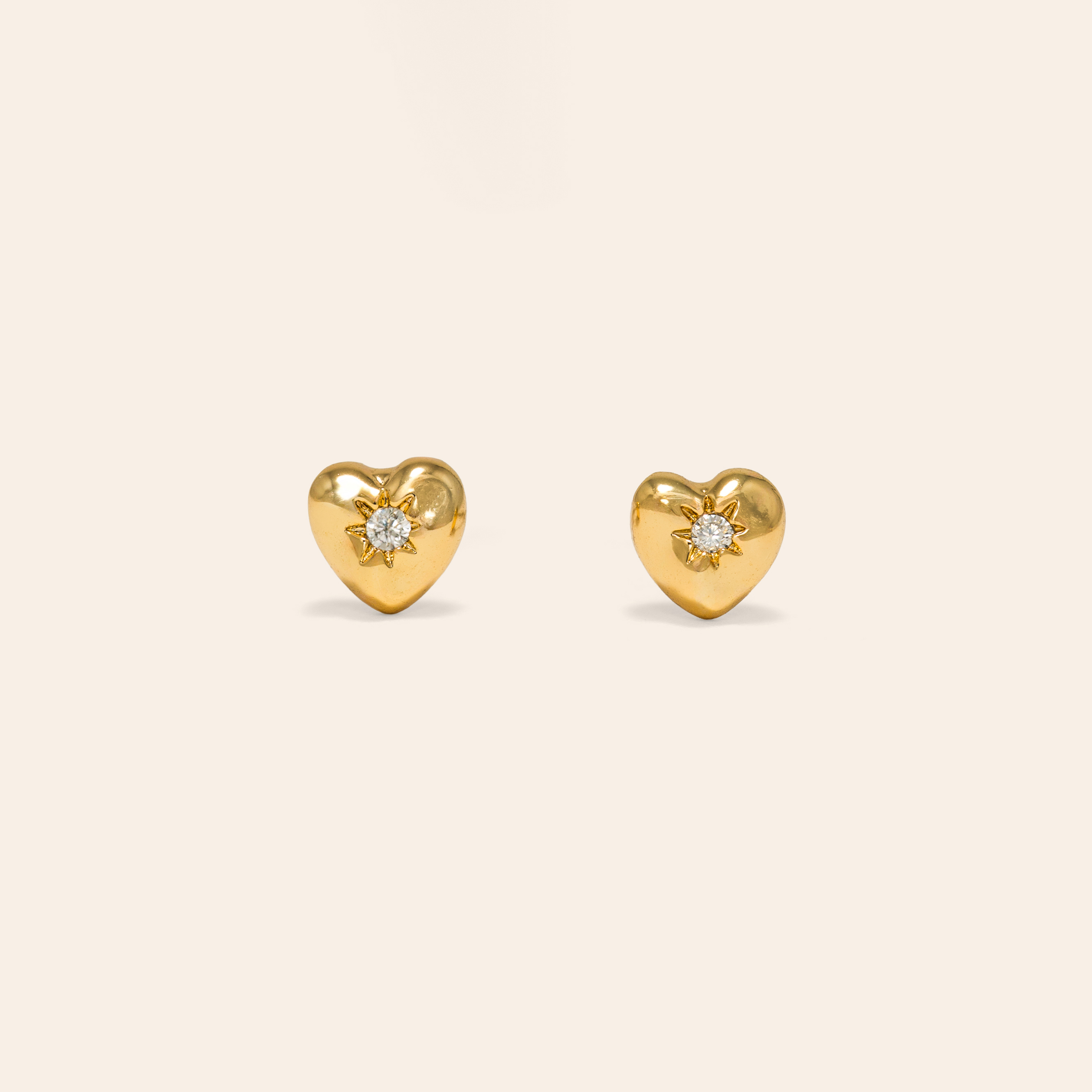Picture of Micro Puff Heart Stud Earrings - Gold