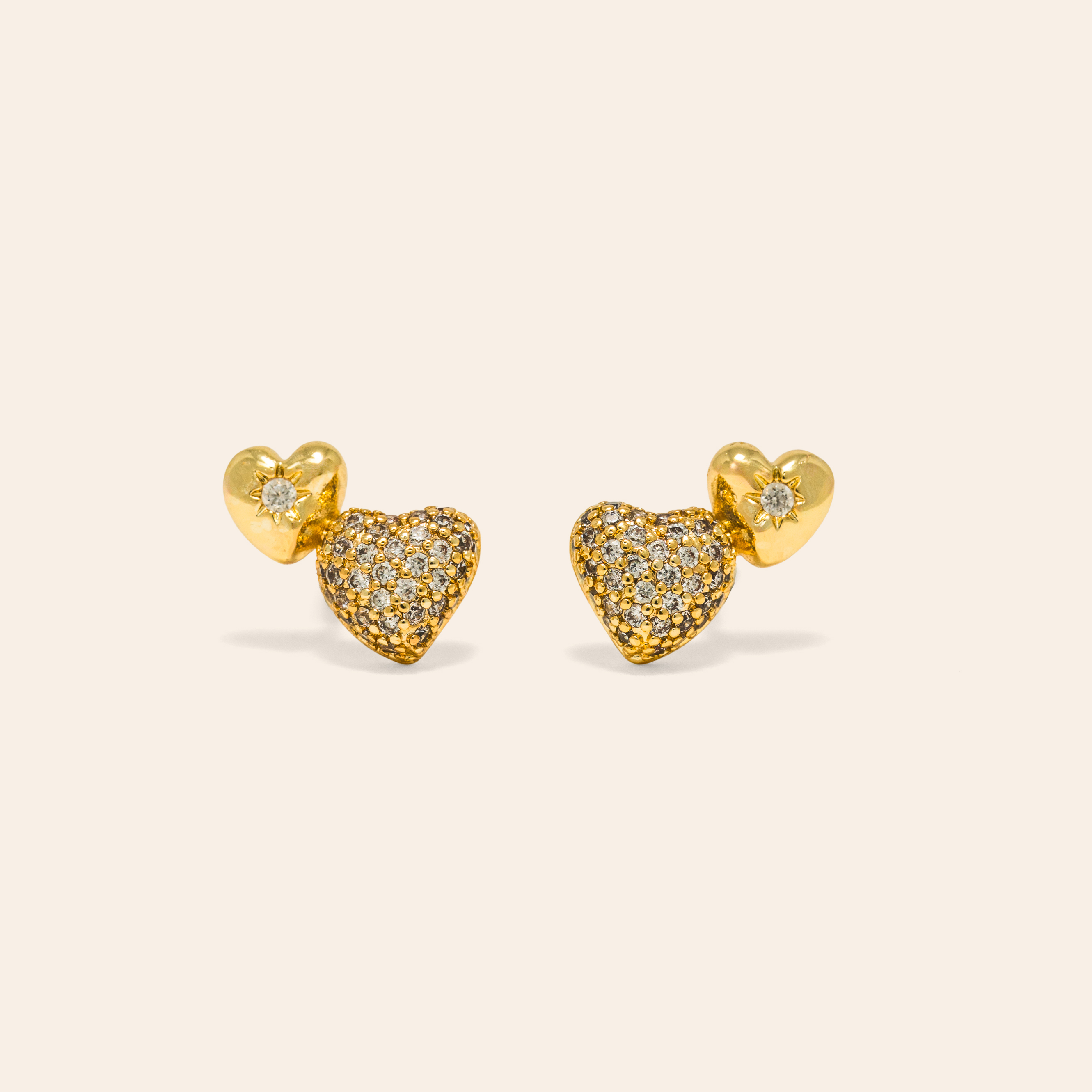 Picture of Puff Heart Climber Earrings - Gold