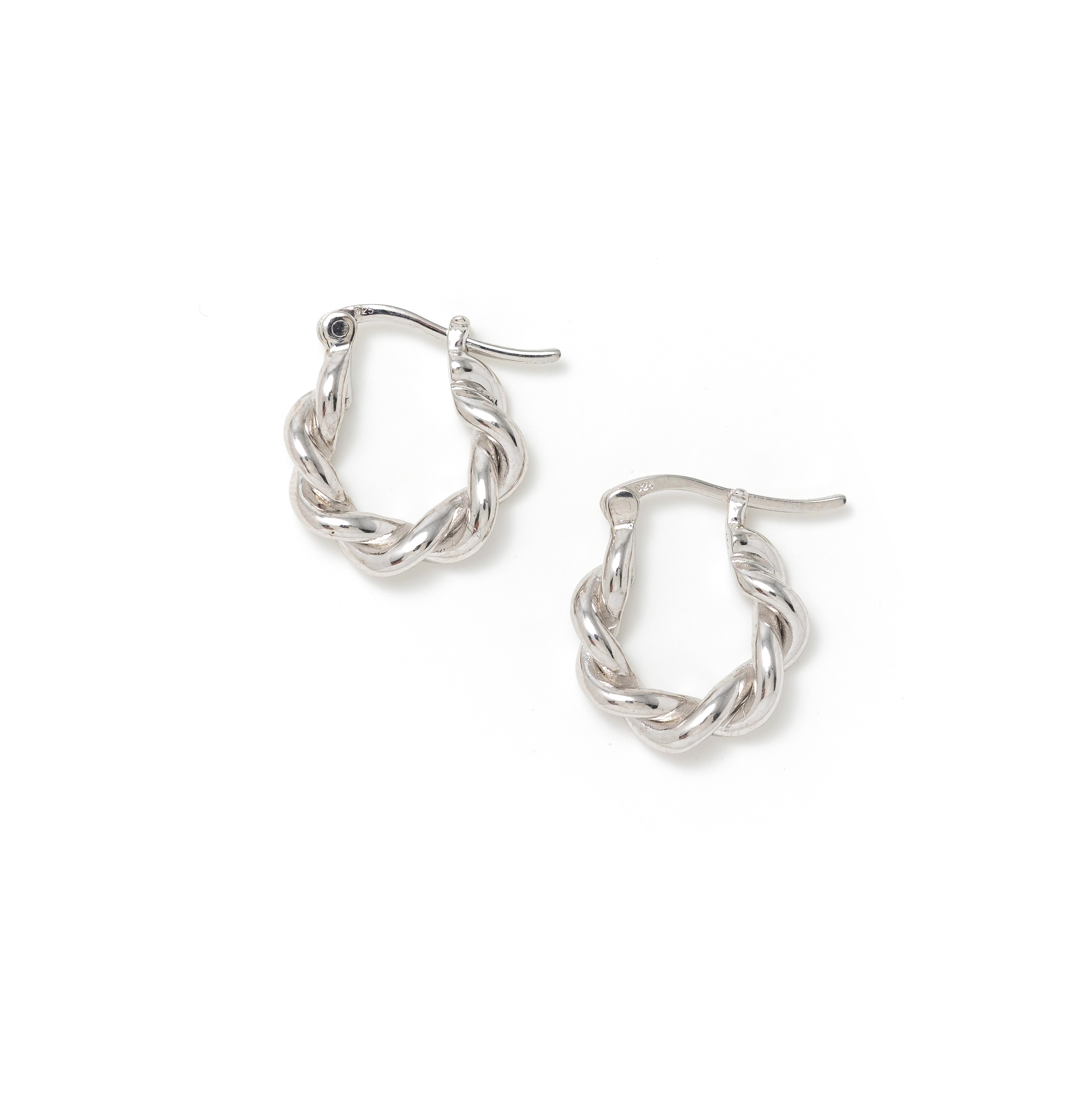 Picture of Twist Hinge Hoop Earrings - Silver