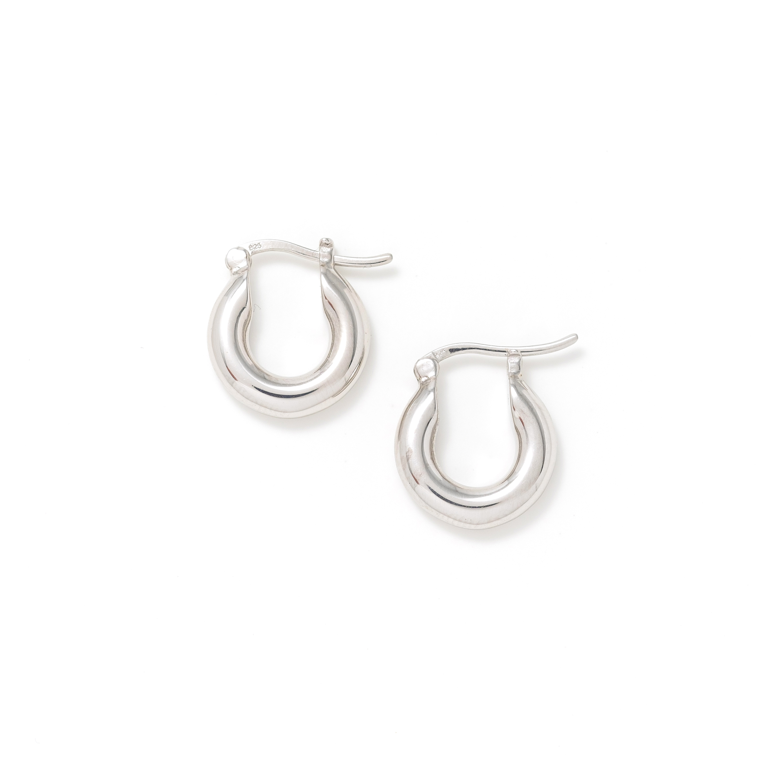 Picture of Chunky Hinge Hoop Earrings - Silver