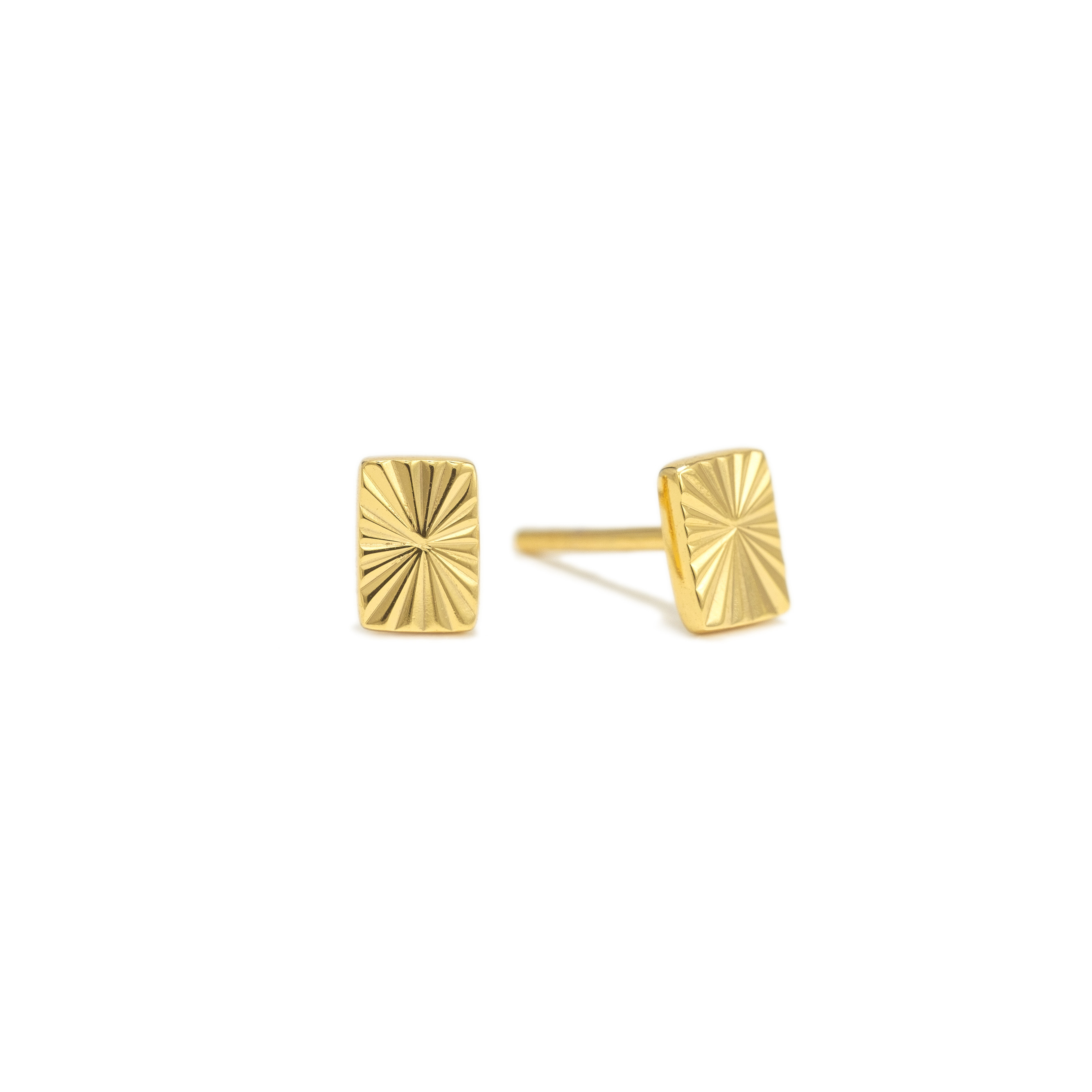 Picture of Rectangle Fluted Stud Earrings - Gold