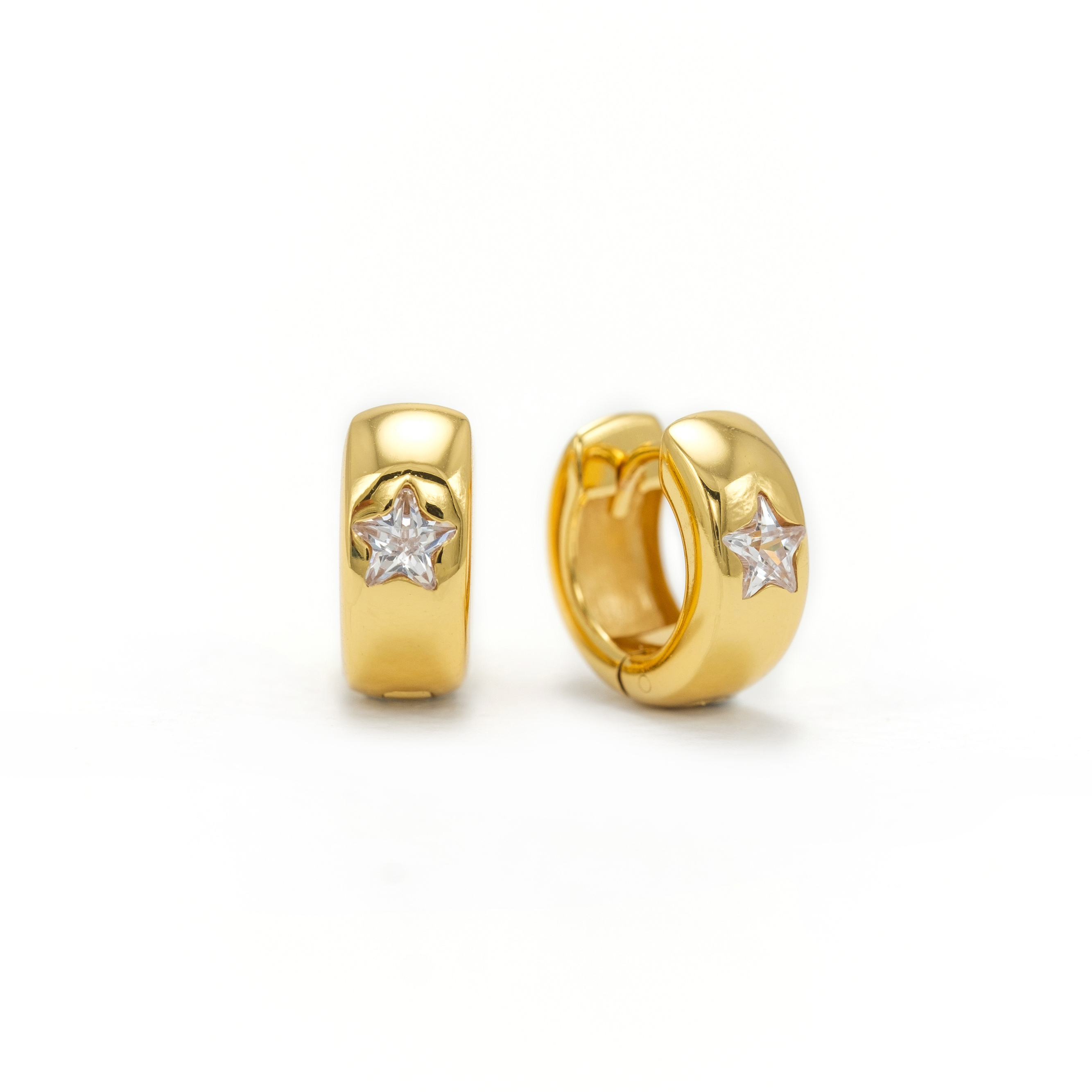 Picture of Star Chunky Huggie Hoop Earrings - Gold
