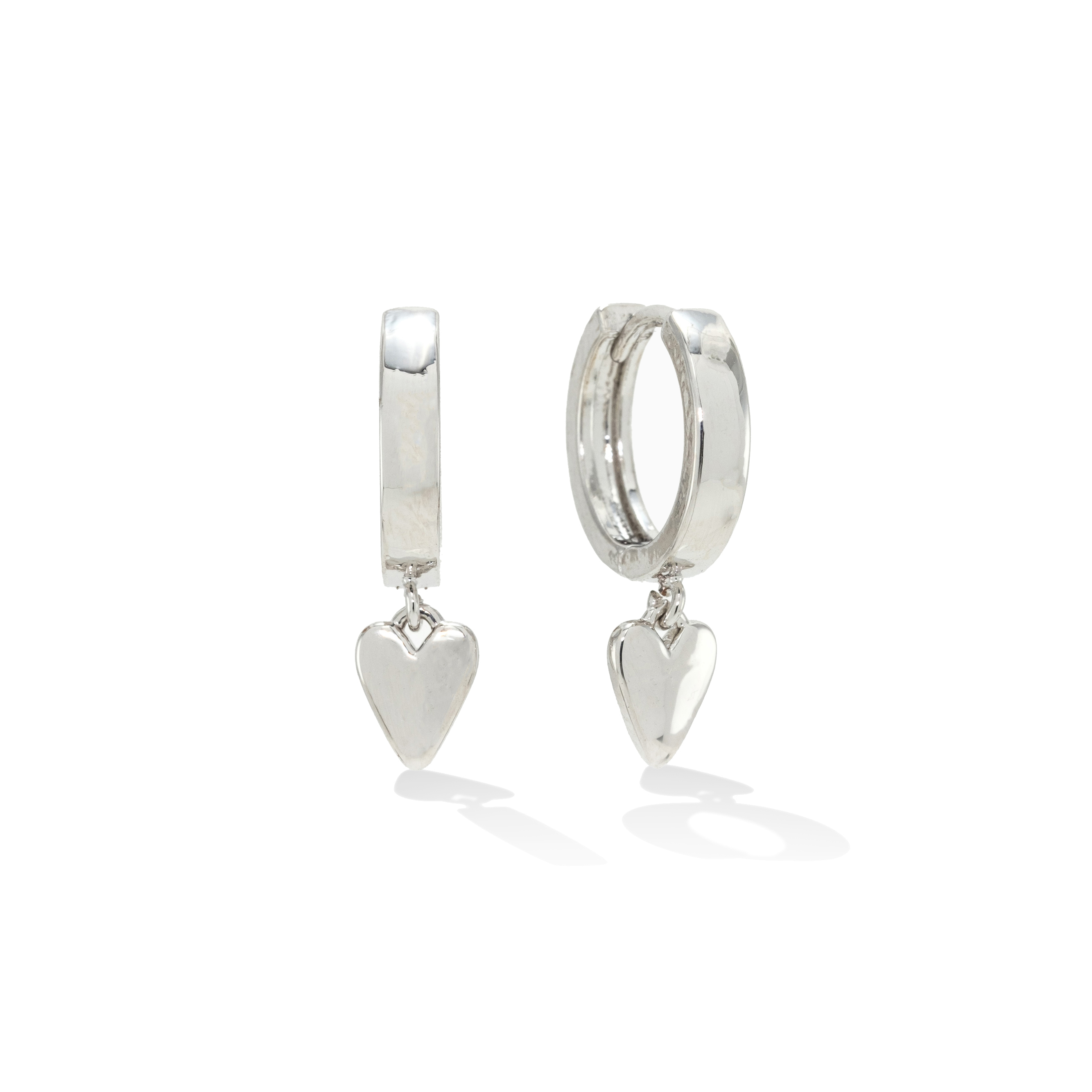 Picture of Everly Heart Huggie Drop Hoop Earrings - Silver