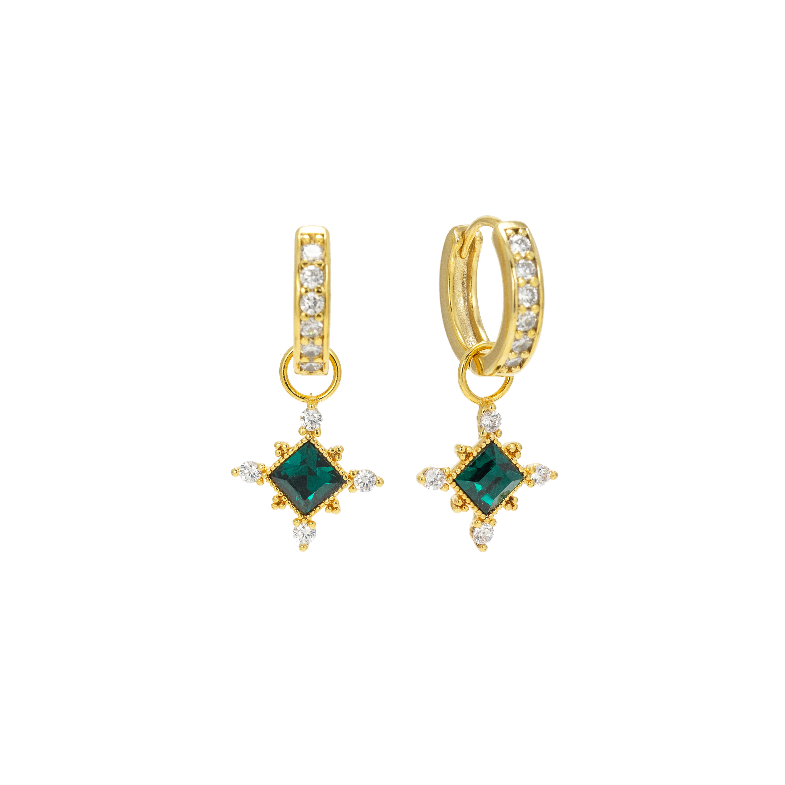 Picture of Sierra Charm Hoop Earrings - Emerald